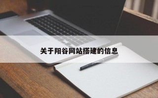 关于阳谷网站搭建的信息